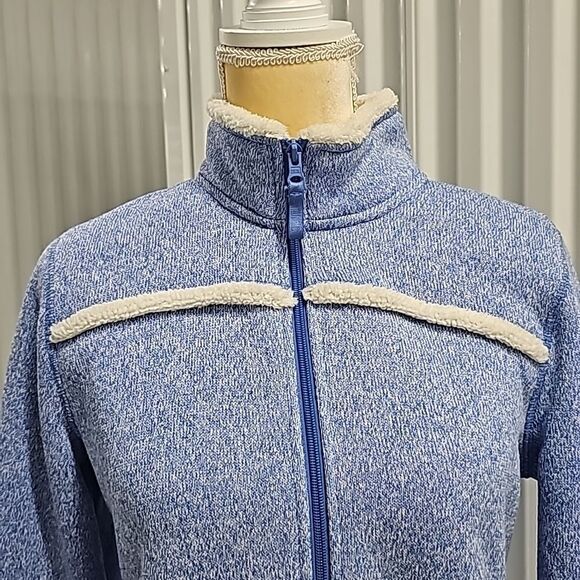 Talbots Sherpa Yoke Trim Jacket, Size Medium Petite, Ultramarine Blue - Picture 4 of 10